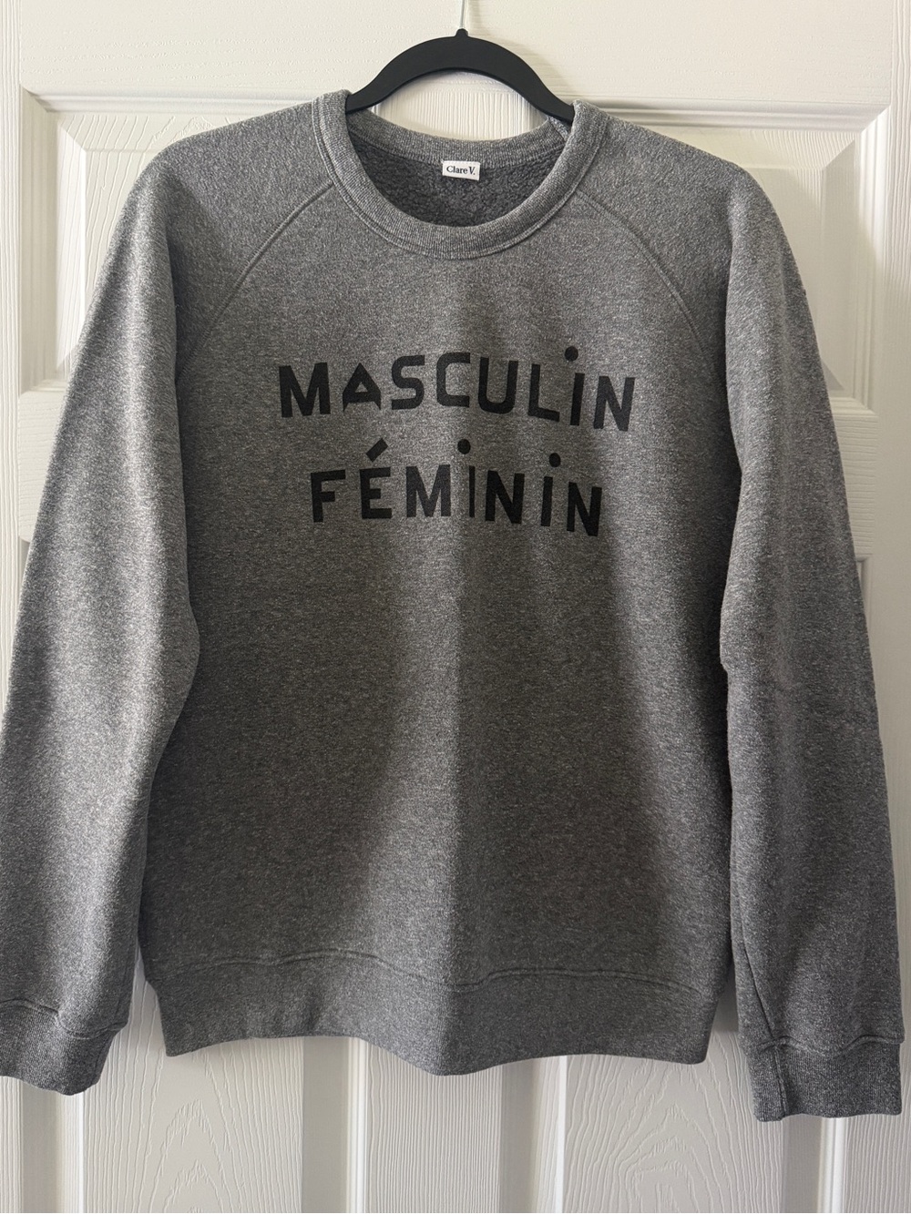 Clare V. Grey 'Masculin Féminin' Crewneck Sweatshirt